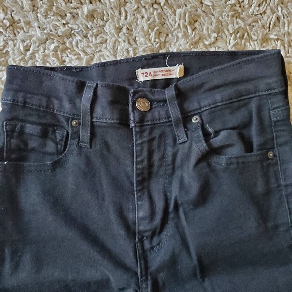LEVI'S |  724 High Rise Straight Black Denim Jeans 30" inseam (Size 26) - Picture 3 of 7